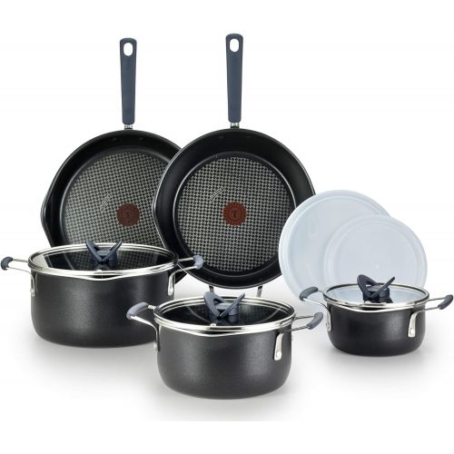  T-fal All-in-One Dishwasher Safe Cookware Set, 10-Piece, Black