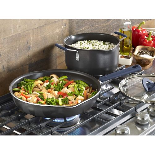  T-fal All-in-One Dishwasher Safe Cookware Set, 10-Piece, Black