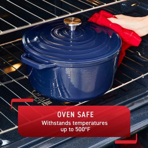  T-fal Enameled Cast Iron Round Dutch Oven with Lid, 6 quart, Blue