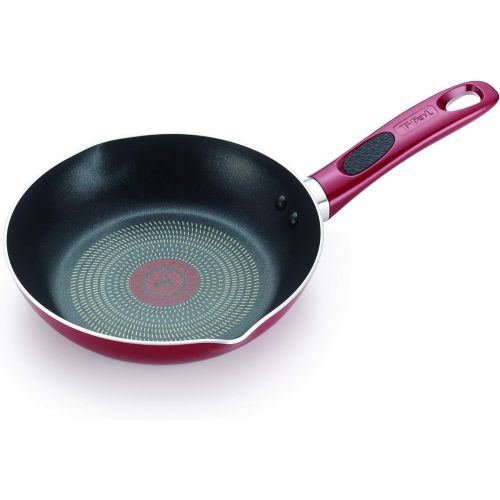  T-fal B03902 Excite ProGlide Nonstick Thermo-Spot Heat Indicator Dishwasher Oven Safe Fry Pan Cookware, 8-Inch, Red