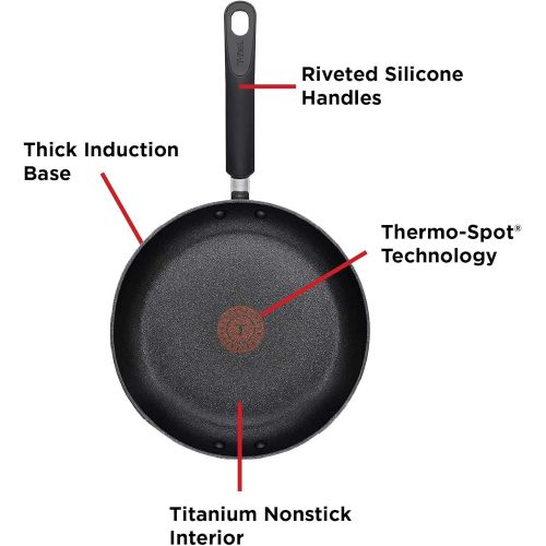  T-fal E93802 Professional Total Nonstick Thermo-Spot Heat Indicator Fry Pan, 8-Inch, Black