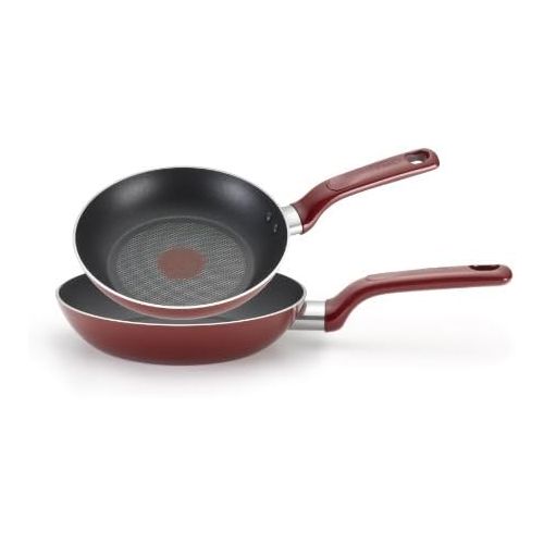  T-fal C514S2 Excite Nonstick Thermo-Spot Dishwasher Safe Oven Safe PFOA Free 8-Inch and 10.25-Inch Fry Pans Cookware, 2-Piece Set, Red