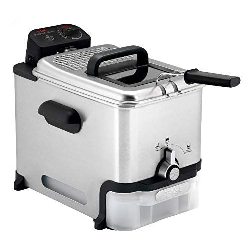  [아마존베스트]T-fal Deep Fryer with Basket, Stainless Steel, Easy to Clean Deep Fryer, Oil Filtration, 2.6-Pound, Silver, Model FR8000