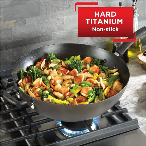  [아마존베스트]T-fal, Ultimate Hard Anodized, Nonstick 14 in. Wok, Black, , 14 Inch, Grey