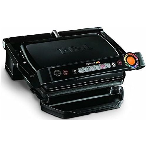 테팔 T-fal GC702853 OptiGrill Indoor Electric Grill with Removable and Dishwasher Safe Plates, 1800W, Black