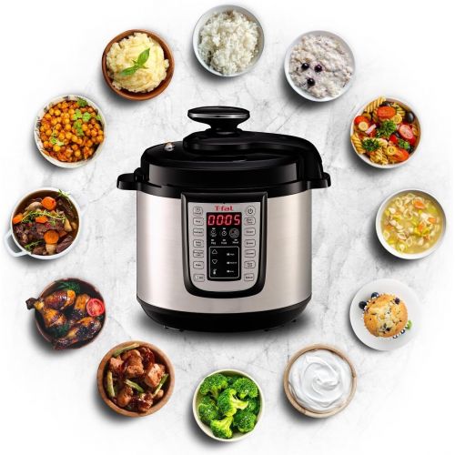 테팔 T-fal Pressure Cooker, Pressure Fryer, Programmable Pressure Cooker, 25 Programs, 6 Quart, Silver