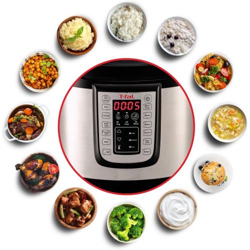 테팔 T-fal Pressure Cooker, Pressure Fryer, Programmable Pressure Cooker, 25 Programs, 6 Quart, Silver