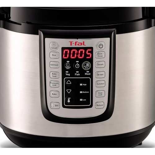 테팔 T-fal Pressure Cooker, Pressure Fryer, Programmable Pressure Cooker, 25 Programs, 6 Quart, Silver