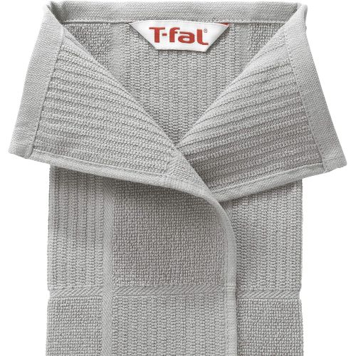  [아마존베스트]T-fal Textiles T-Fal Textiles 60954 2-Pack Solid & Check Parquet Design 100-Percent Cotton Kitchen Dish Towel, Gray, Solid/Check-2 Pack