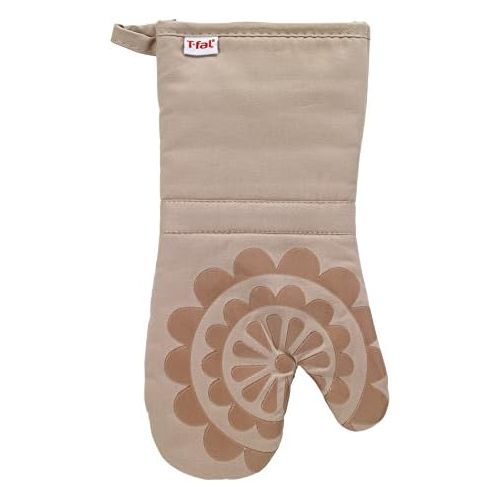  [아마존베스트]T-fal Textiles 50959 Medallion Design 100-Percent Cotton and Silicone Oven Thumb Mitt, Sand, Individual,