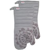 [아마존베스트]T-fal Textiles 97173 2-Pack Medallion Design 100-Percent Cotton and Silicone Oven Thumb Mitt, Gray, 2 Pack