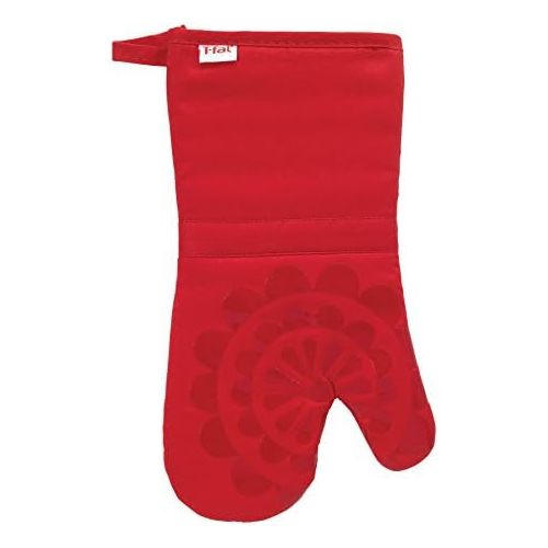  T-fal Textiles 50948 Medallion Design 100-Percent Cotton and Silicone Oven Thumb Mitt, Red, Individual