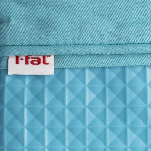  T-fal Textiles Waffle Silicone Oven Mitt Set, Softflex,Non-Slip Grip, Heat Resistant, 13-inches x 7-inches, 2 Pack, Breeze Blue