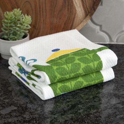  T-fal Textiles Double Sided Print Woven Cotton Kitchen Dish Towel Set, 2-pack, 16 x 26, Tea Kettle Print