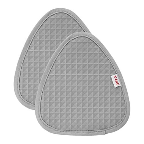  T-fal Textiles Waffle Silicone Pot Holder Set, Softflex, Non-Slip Grip, Heat Resistant, 8.25-inches x 7.5-inches, 2 Pack, Gray