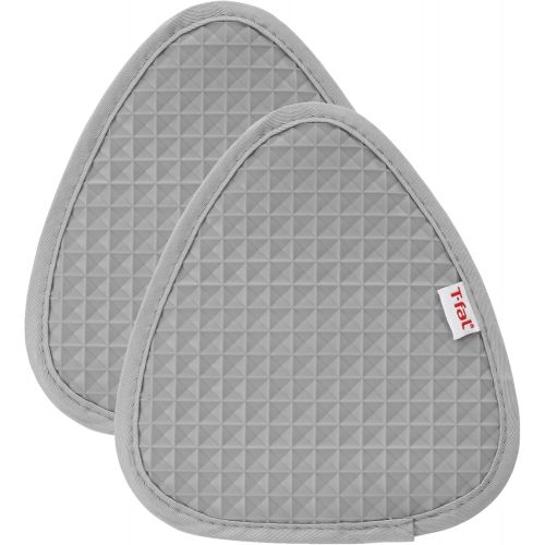  T-fal Textiles Waffle Silicone Pot Holder Set, Softflex, Non-Slip Grip, Heat Resistant, 8.25-inches x 7.5-inches, 2 Pack, Gray