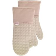 T-fal Textiles Waffle Silicone Oven Mitt Set, Softflex,Non-Slip Grip, Heat Resistant, 13-inches x 7-inches, 2 Pack, Sand