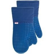 T-fal Textiles Waffle Silicone Oven Mitt Set, Softflex,Non-Slip Grip, Heat Resistant, 13-inches x 7-inches, 2 Pack, Blue