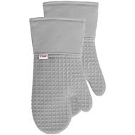 T-fal Textiles Waffle Silicone Oven Mitt Set, Softflex,Non-Slip Grip, Heat Resistant, 13-inches x 7-inches, 2 Pack, Gray