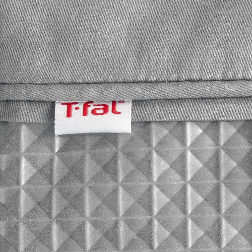  T-fal Textiles Waffle Silicone Oven Mitt Set, Softflex,Non-Slip Grip, Heat Resistant, 13-inches x 7-inches, 2 Pack, Gray