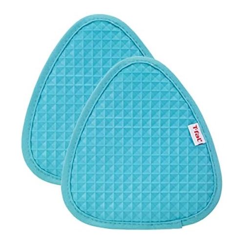  T-fal Textiles Waffle Silicone Pot Holder Set, Softflex, Non-Slip Grip, Heat Resistant, 8.25-inches x 7.5-inches, 2 Pack, Breeze Blue