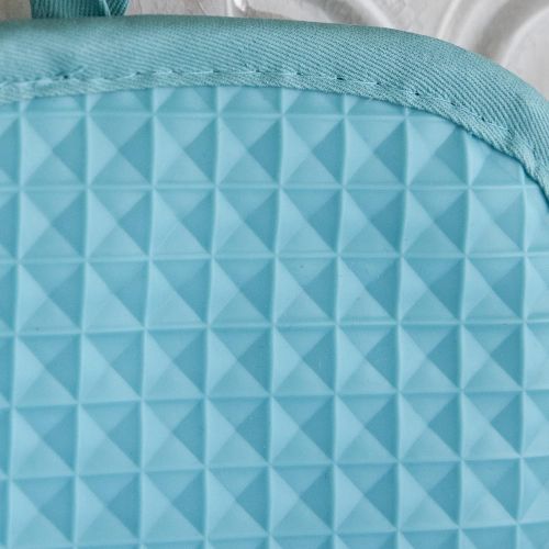  T-fal Textiles Waffle Silicone Pot Holder Set, Softflex, Non-Slip Grip, Heat Resistant, 8.25-inches x 7.5-inches, 2 Pack, Breeze Blue