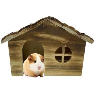 Dwarf Hamster Wooden House Natural Small Animal Hideout Hut Cabin Cage Nesting Habitat with Window for Gerbil Sugar Glider Hedgehog Guinea Pig (Style-B)