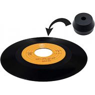 Tgfergh 45 RPM Black Adapter Durable Solid Aluminum Center Adapter for 7 inch Records Vinyl