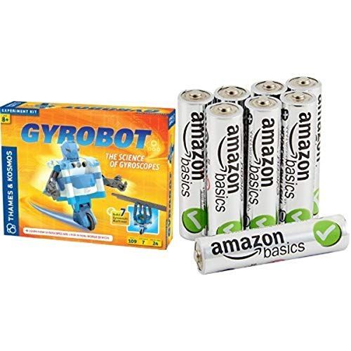  Thames and Kosmos Gyrobot-Gyroscopic Robot Kit with AmazonBasics AAA Batteries Bundle