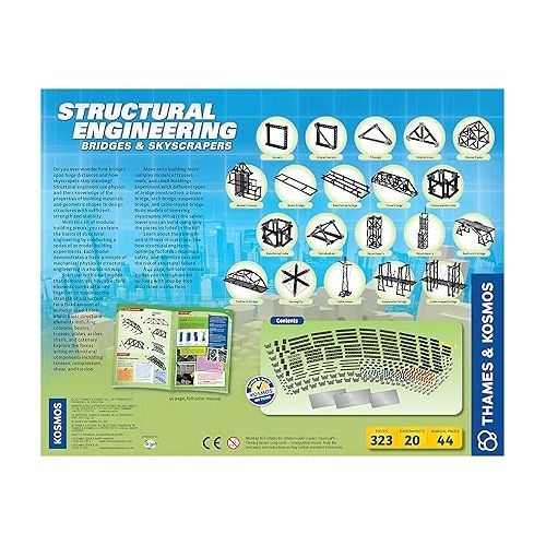  Thames & Kosmos Structural Engineering: Bridges & Skyscrapers | Science & Engineering Kit | Build 20 Models | Learn about Force, Load, Compression, Tension | Parents' Choice Gold Award Winner, Blue