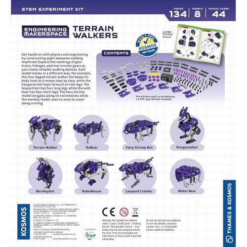 Thames & Kosmos Engineering Makerspace Terrain Walkers Science Experiment & Model Building Kit, Construct 8 Awesome Walking Machines & Learn About Intermittent Gears