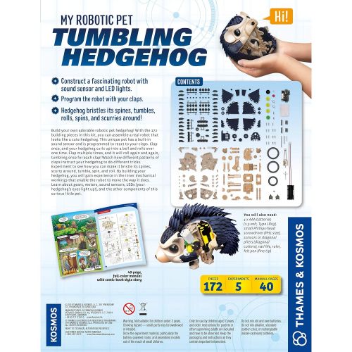  Thames & Kosmos My Robotic Pet - Tumbling Hedgehog Science Experiment & Model Building Kit, Build Your Own Sound Activated Tumbling, Rolling, Scurrying Pet Hedgehog
