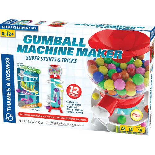  Thames & Kosmos Gumball Machine Maker - Super Stunts & Tricks Science Experiment Kit, Build Your Own Gumball Machines with Lessons in Physics