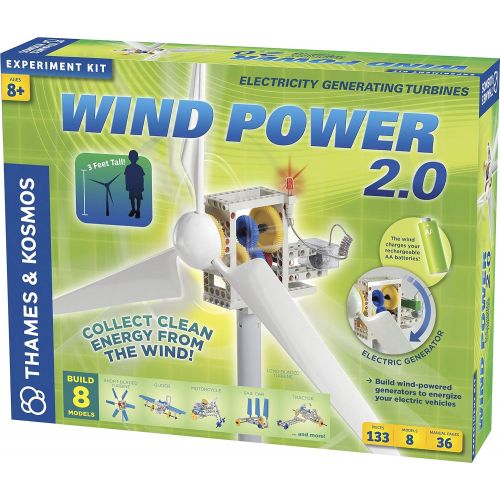  Thames & Kosmos Wind Power 2.0 Science Experiment Kit | Build Wind-Powered Generators to Energize Electric Vehicles | 3-Foot-Tall Long-Bladed Turbine | Experiments in Renewable Ene