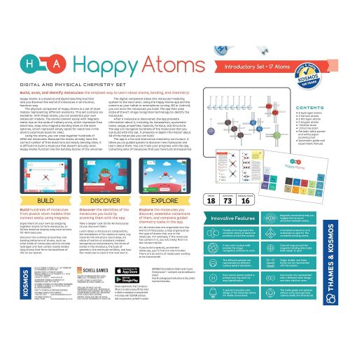  Thames & Kosmos Happy Atoms Magnetic Molecular Modeling Introductory Set | Intro To Atoms, Molecules, Bonding, Chemistry | Create 508 Molecules | 73 Activities | Plus Free Educational App For Ios,