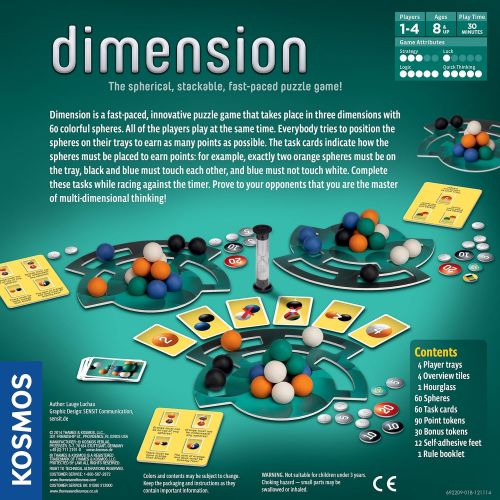  Thames & Kosmos Dimension - A 3D Fast-Paced Puzzle Game from Kosmos | Up to 4 Players, for Fans of Strategy, Quick-Thinking & Logic | Parents Choice Silver Honor & Oppenheim Toy Portfolio Platinum