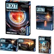 Thames & Kosmos EXIT: The Game 5-Pack Escape Room Bundle Season 5 Gate Between Worlds, Cursed Labyrinth, Kidnapped in Fortune City, Sacred Temple, Deserted Lighthouse Kosmos Game Card-Based at-Hom