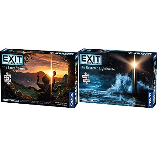  Thames & Kosmos EXIT: The Game 2-Pack Escape Room Bundle Season 5B Sacred Temple, Deserted Lighthouse with Jigsaw Puzzles Escape Room Game in a Box A Kosmos Game an at-Home Experience 1 to 4 Playe