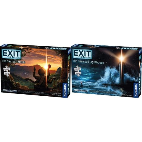  Thames & Kosmos EXIT: The Game 2-Pack Escape Room Bundle Season 5B Sacred Temple, Deserted Lighthouse with Jigsaw Puzzles Escape Room Game in a Box A Kosmos Game an at-Home Experience 1 to 4 Playe