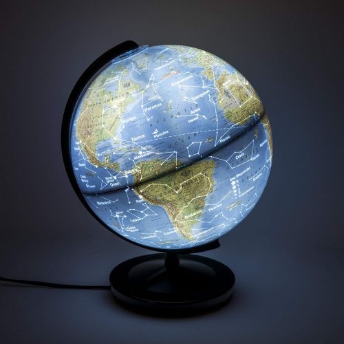  Thames & Kosmos Day & Night Globe - Handcrafted, Acrylic - Made in Germany by Columbus Globes - 10 inch, Illuminated LED Light-up with Night Sky Constellation Map