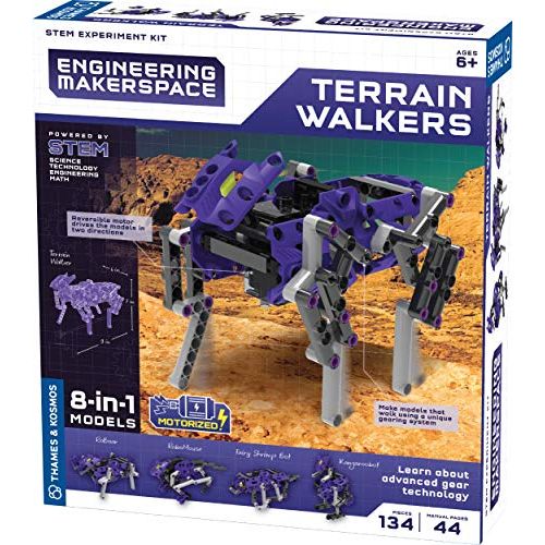  Thames & Kosmos Engineering Makerspace Terrain Walkers Science Experiment & Model Building Kit, Construct 8 Awesome Walking Machines & Learn About Intermittent Gears
