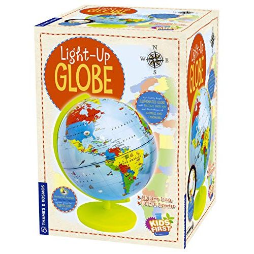  Thames & Kosmos Kids First Light Up Globe - Handcrafted, Acrylic - Made in Germany by Columbus Globes - 10, Illuminated LED Light-Up Political Map with Nocturnal Animals & Deep Sea