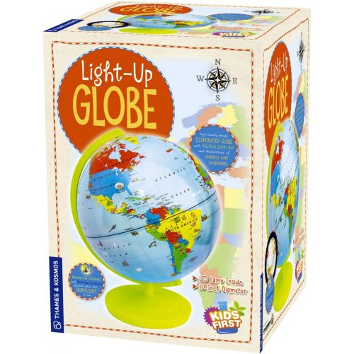 Thames & Kosmos Kids First Light Up Globe - Handcrafted, Acrylic - Made in Germany by Columbus Globes - 10, Illuminated LED Light-Up Political Map with Nocturnal Animals & Deep Sea