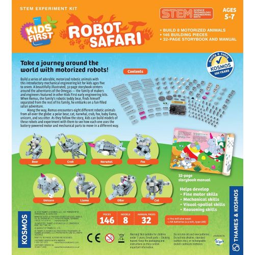  Thames & Kosmos Kids First: Robot Safari - Introduction to Motorized Machines Science Experiment Kit for Ages 5 to 7, Build 8 Robotic Animals Including A Unicorn, Llama, Narwhal &