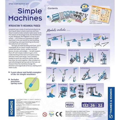  Thames & Kosmos Simple Machines Science Experiment & Model Building Kit, Introduction to Mechanical Physics, Build 26 Models to Investigate The 6 Classic Simple Machines