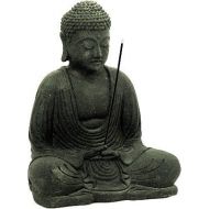 인센스스틱 Thasaba Meditating Buddha Statue and Incense Holder Volcanic Sandstone Black Stone by Buddha Groove by Thavornshop