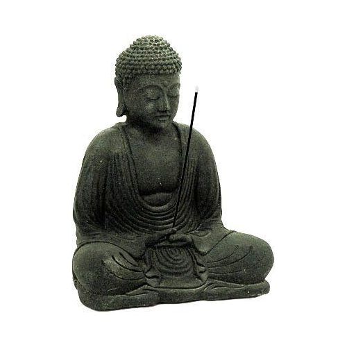  인센스스틱 Thasaba Meditating Buddha Statue and Incense Holder Volcanic Sandstone Black Stone by Buddha Groove by Thavornshop