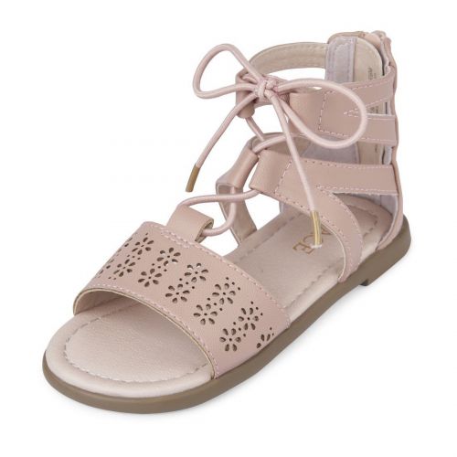  The+Children%27s+Place The Childrens Place Girls TG Laser Cut GLA Flat Sandal, Pink Blush, TDDLR 4 Medium US Big Kid