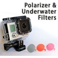 The Accessory Pro Polarizer and Underwater Dive Filters compatible with all GoPro Hero4 Hero3+ Hero3 cameras - 3 Pack