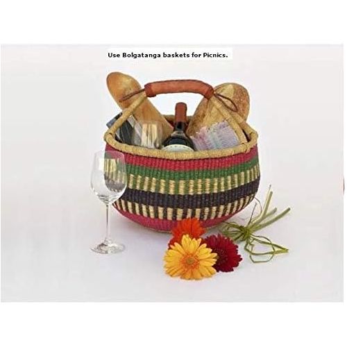  The African Home Goods African Market Basket BOLGA Picnic - Large 14-16 Across (Colors Vary) 1 EA